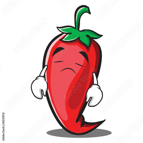 Sad red chili character cartoon