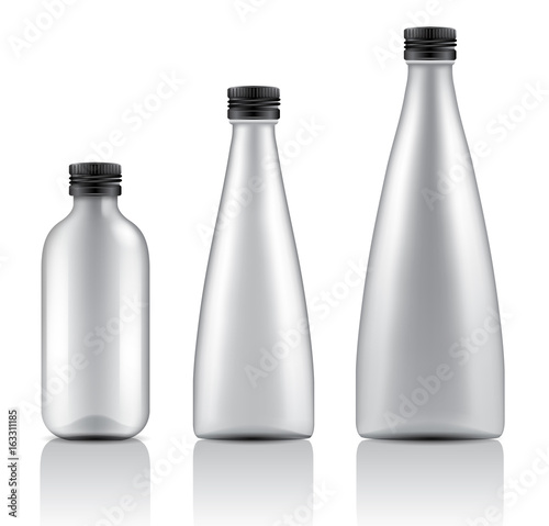 Set of Realistic Glass Bottles : Vector Illustration