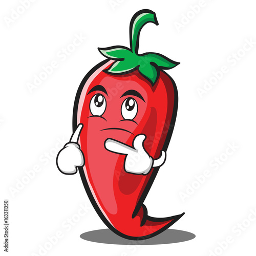 Thinking red chili character cartoon