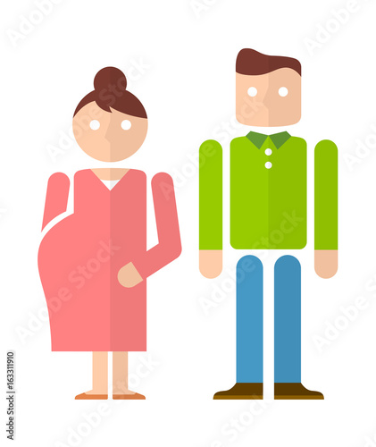 病院へ通院する妊婦と夫