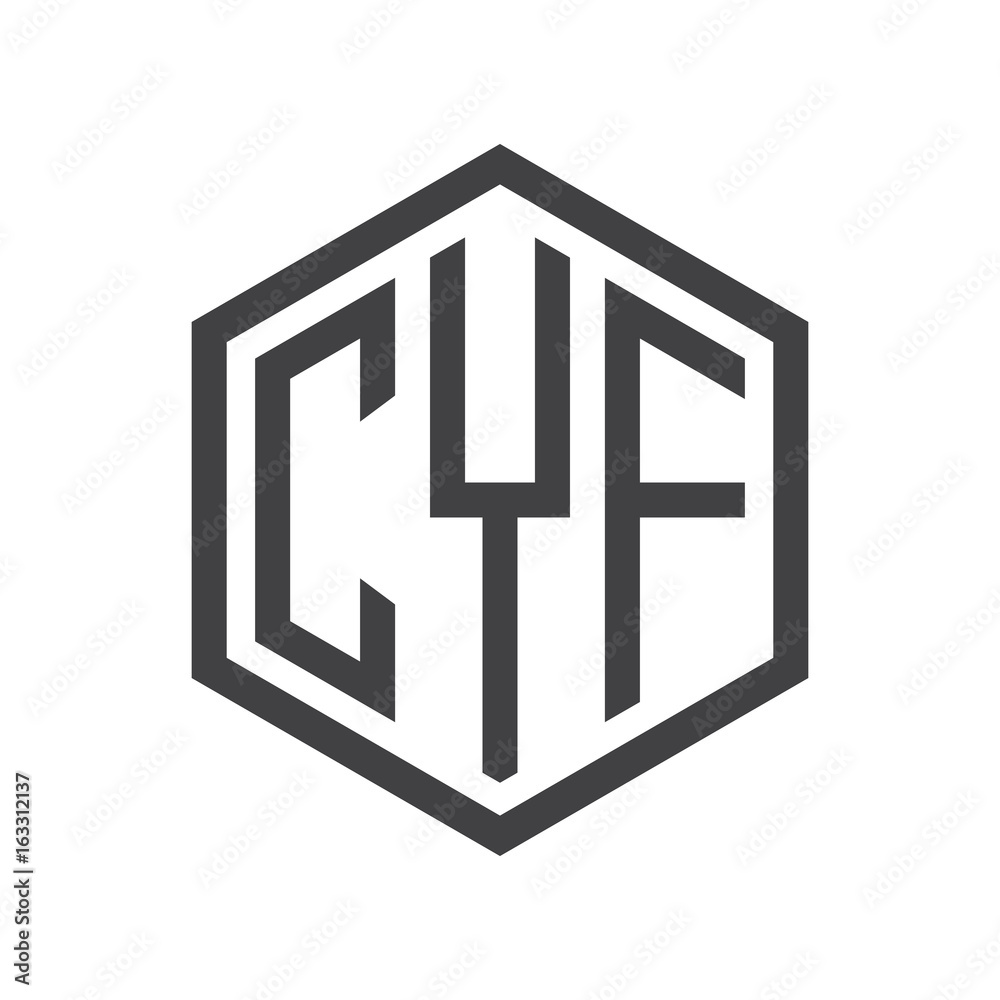 three-letter initials hexagon logo black three-letter initials hexagon logo black