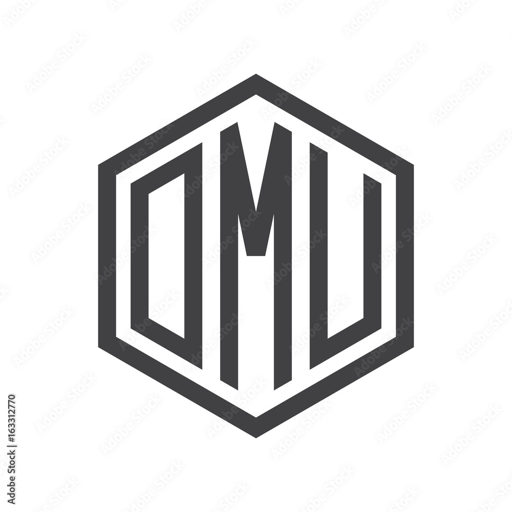 three-letter initials hexagon logo black