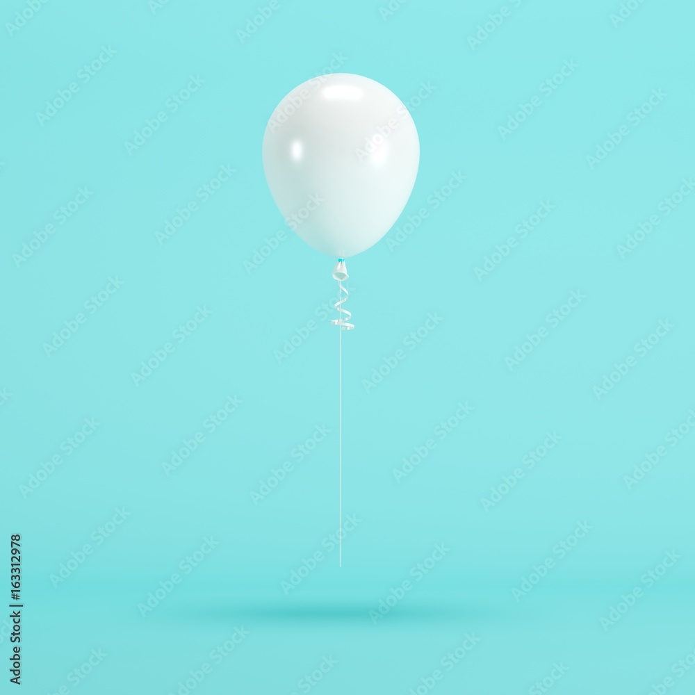 White Balloon Floating on blue background. minimal concept idea. White Balloon Floating on blue background. minimal concept idea.