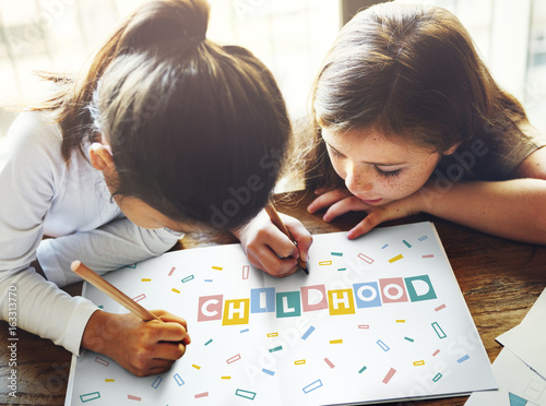 Childhood Children Confetti Cubes Graphic Concept photo