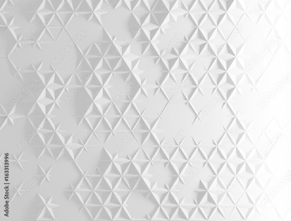 Fototapeta premium White polygonal triangle geometric texture. Origami paper style. 3D rendering background.