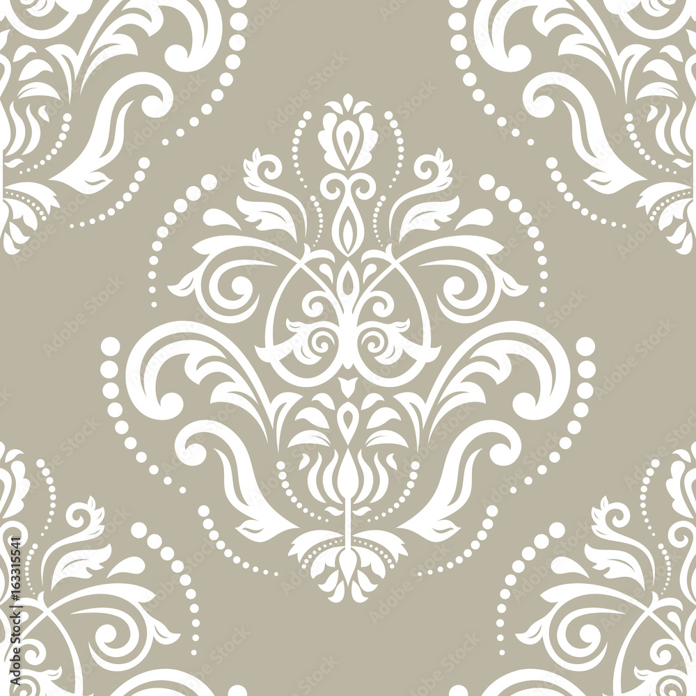 Orient vector classic white pattern. Seamless abstract background with repeating elements. Orient background
