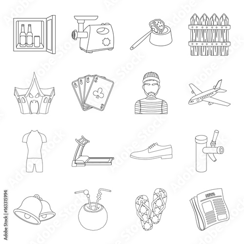 fitness, sport, transport and other web icon in outline style.electrical appliance, rest, alcohol icons in set collection. photo