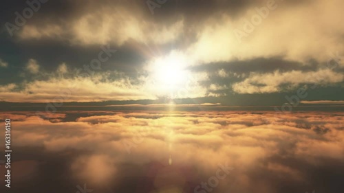 fly in sunset clouds above 4k photo