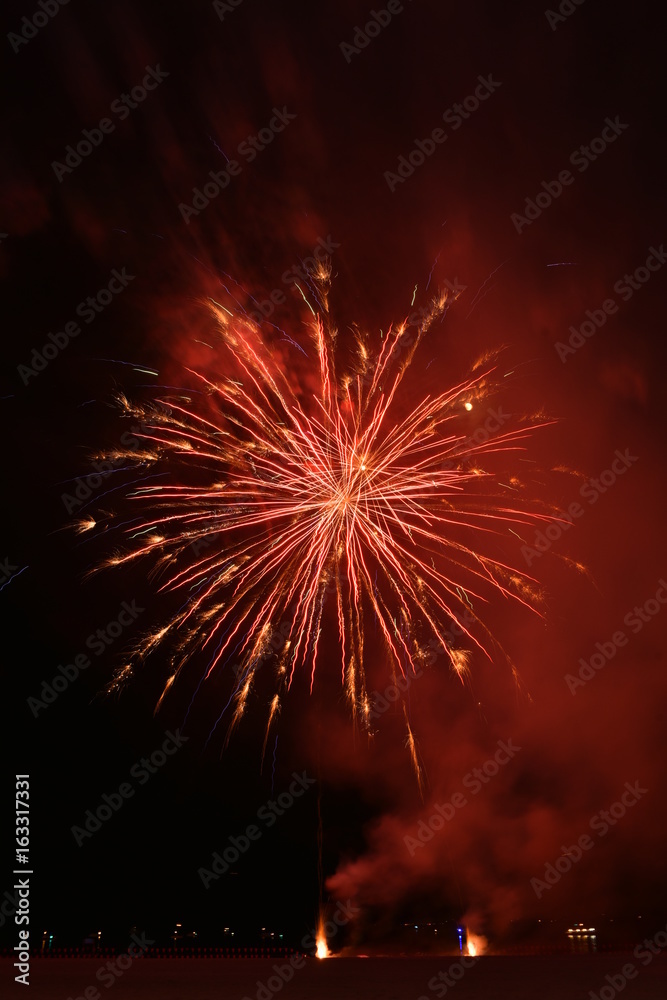 Obraz premium Independence day 4th of July fireworks at Coney Island Brooklyn NY 2017. Super hi-quality 36mpx, very ow noise