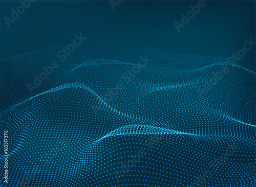 Dots wave blue 3d background