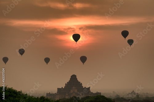 Myanmar Bolloon air on sunrise in Bagan Mandalay best of travel in asia. photo