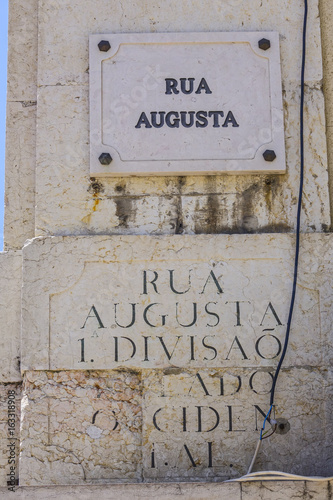 Popular Augusta Street in Lisbon pedestrian zone - Rua Augusta