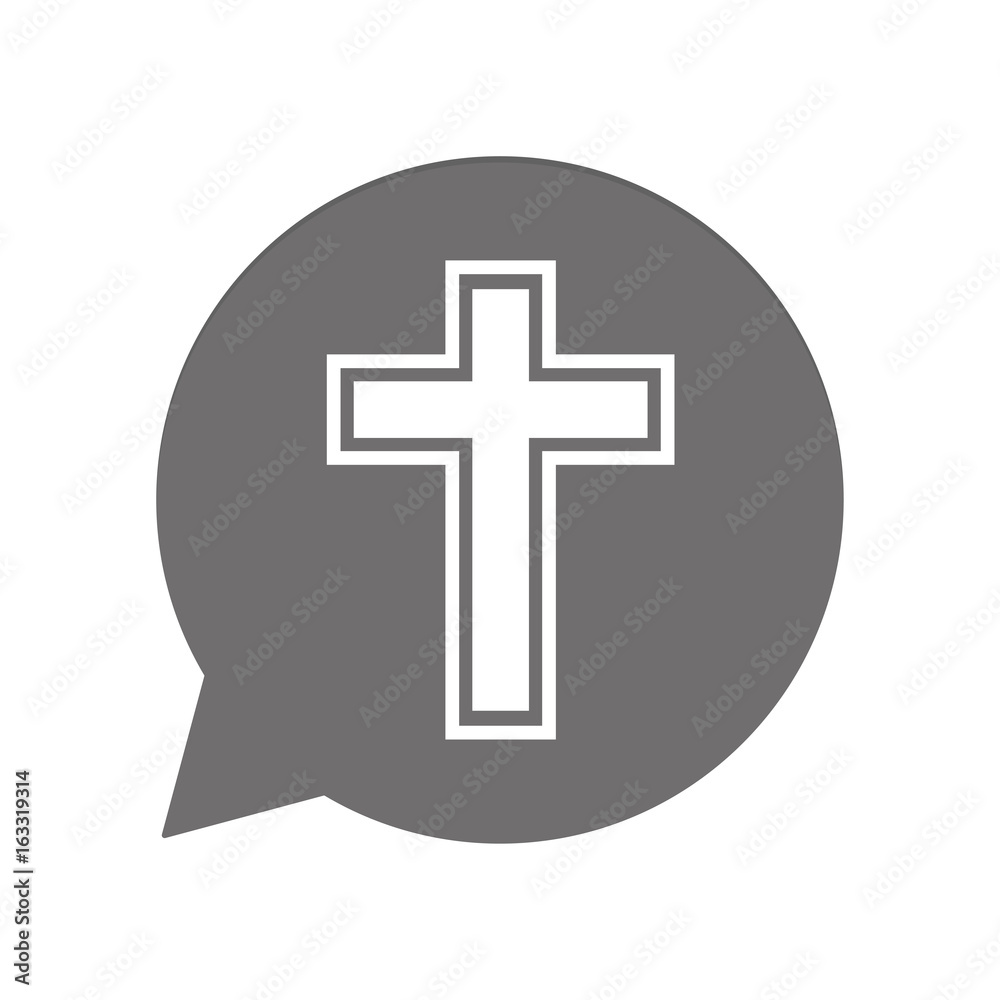 Obraz premium Graue Sprechblase rund - Kreuz christlich