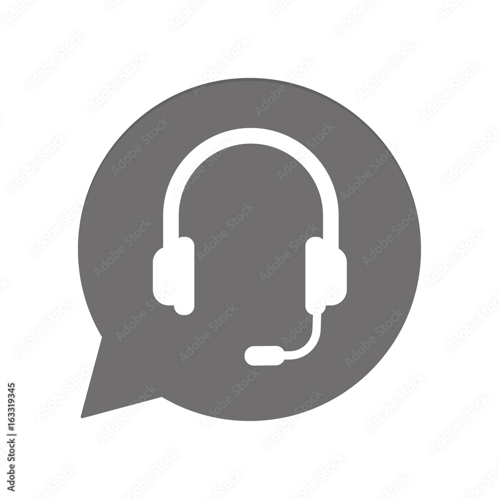 Graue Sprechblase rund - Headset Support Graue Sprechblase rund - Headset Support