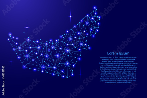 United Arab Emirates map of polygonal mosaic lines network, rays and space stars of vector illustration.