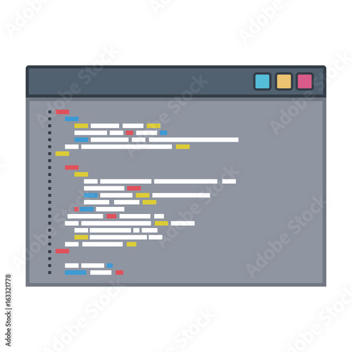 color silhouette of programming window with script code vector illustration