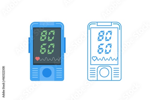 Pulse oximeter icon. Pulse measurement, determining heart rate. Vector illustration.