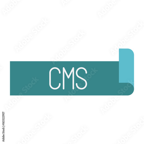 colorful silhouette label text of cms vector illustration