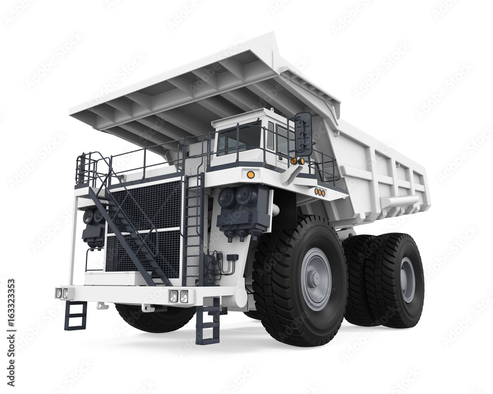 White Mining Truck Isolated