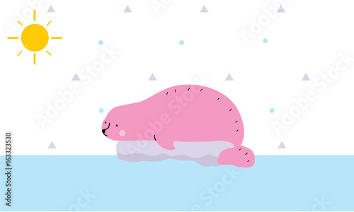 sea lion lay on ice cartoon