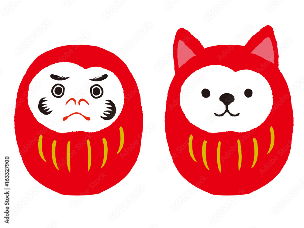 だるまと犬だるま セット Stock ベクター Adobe Stock