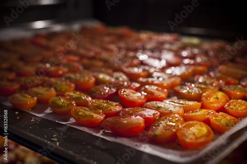 Cherry tomatoes drying in the oven