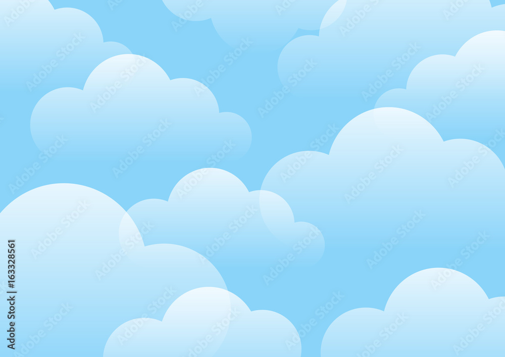 White clouds on blue sky background.