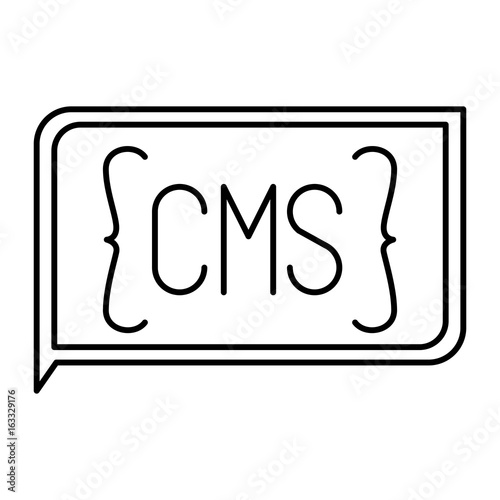 monochrome silhouette of rectangle text cms vector illustration