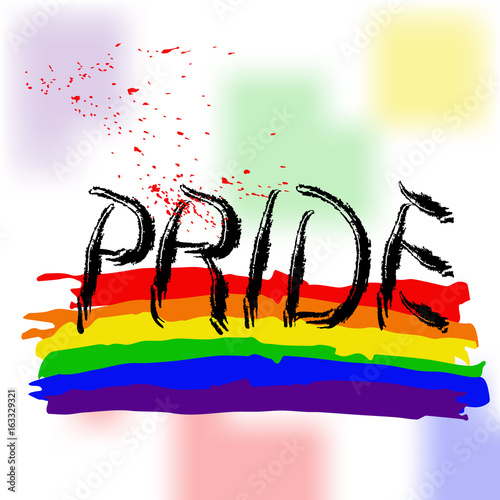 Colored rainbow letters of the handwritten text Pride.   Original symbol for gay parade. Vector designe.