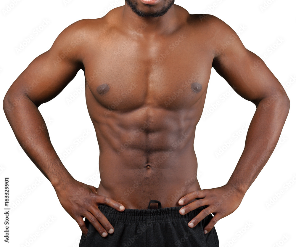 Torso of musculous african man isolated on white Torso of musculous african man isolated on white
