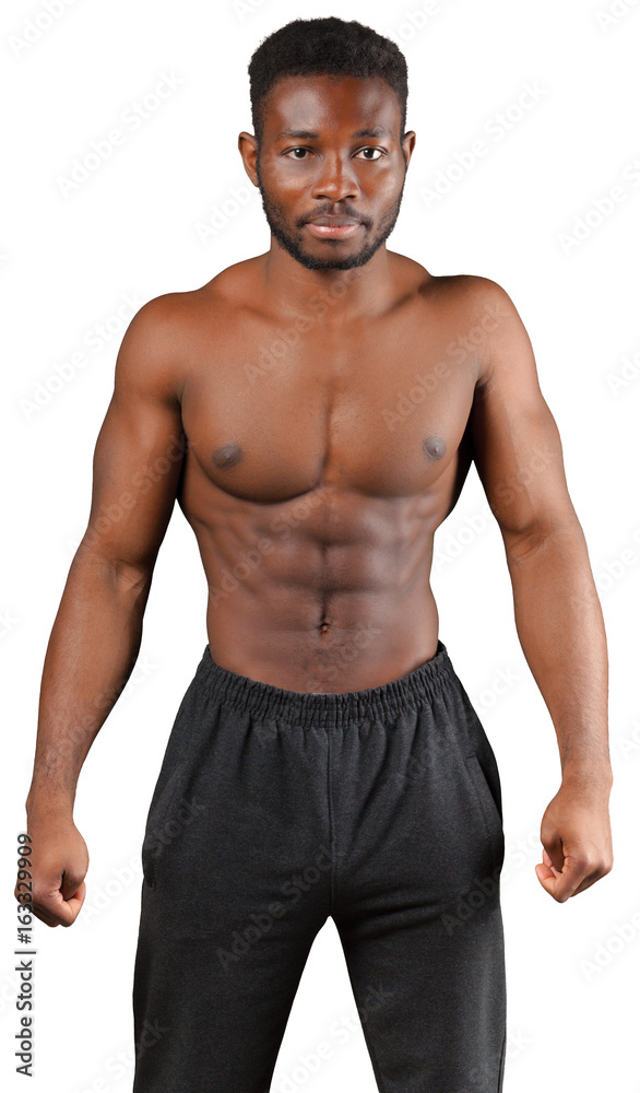 muscular african man isolated on white muscular african man isolated on white
