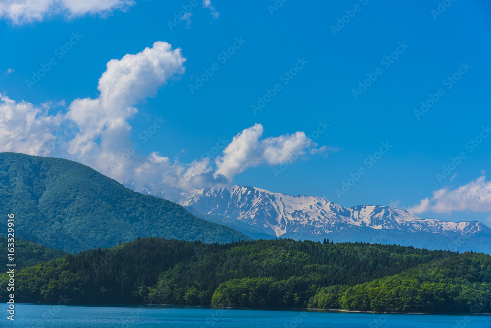 木崎湖と白馬岳