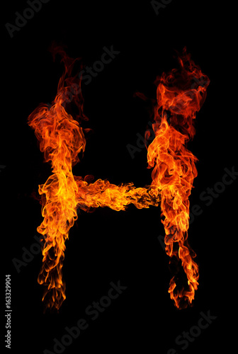 Fire letter H of burning flame.