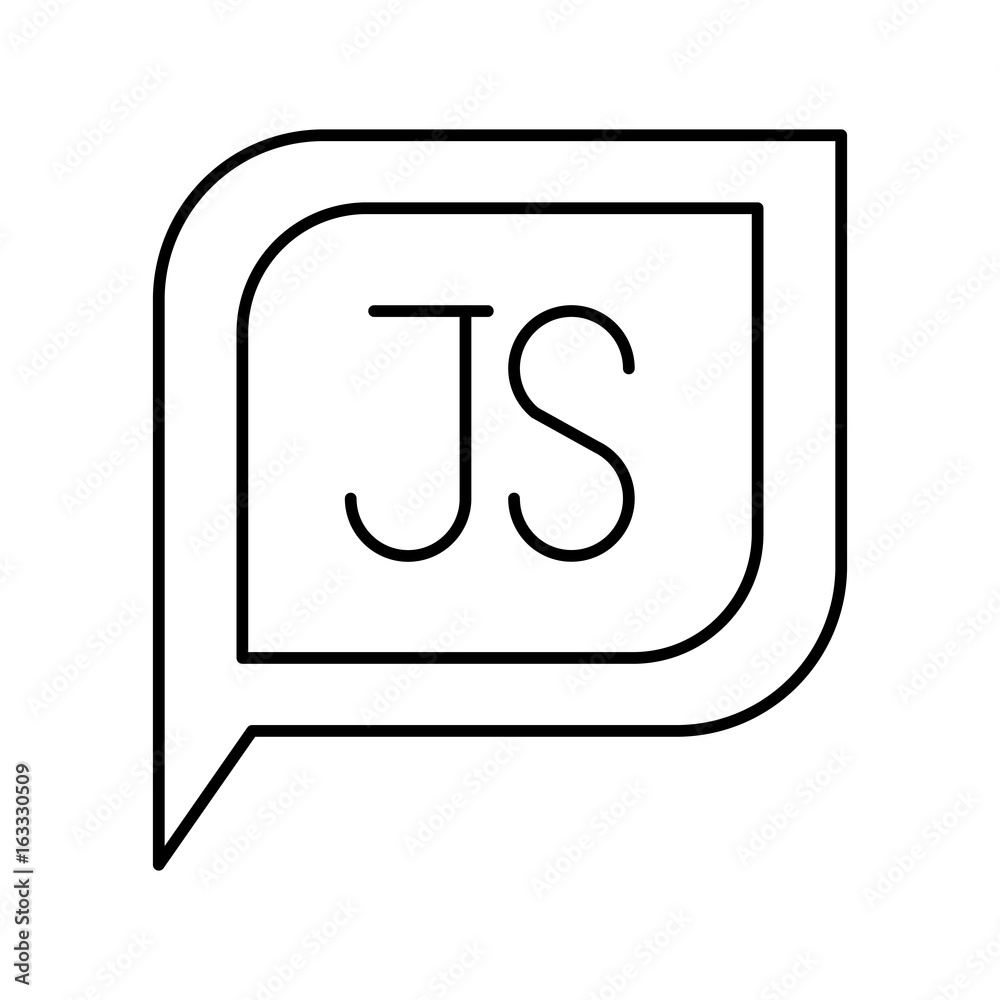 monochrome silhouette dialogue square with tail with js symbol vector illustration monochrome silhouette dialogue square with tail with js symbol vector illustration