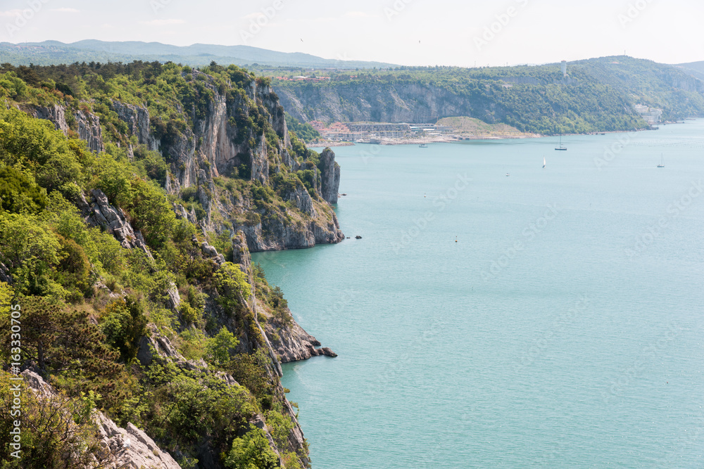 Karst rocks overlooking the sea. The beauty of the North Adriatic coast