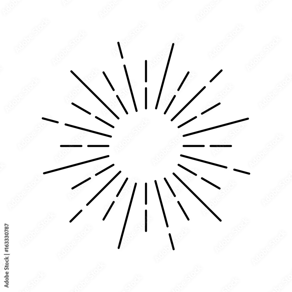 Rays on a white background, linear drawing - obrazy, fototapety, plakaty 