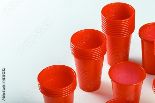 red disposable plastic glasses