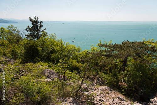 Karst rocks overlooking the sea. The beauty of the North Adriatic coast