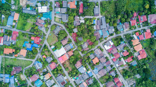 neighborhood with residential houses and driveways