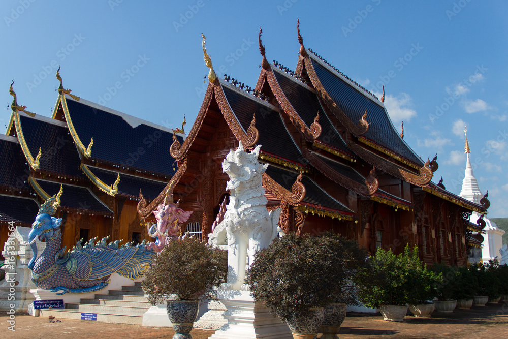 Fototapeta premium Chiang Mai in the northern Thailand:23 December 2016: church in Ban Den temple,Thailand architecture,Mae Taeng District ,Chiang Mai ,Thailand