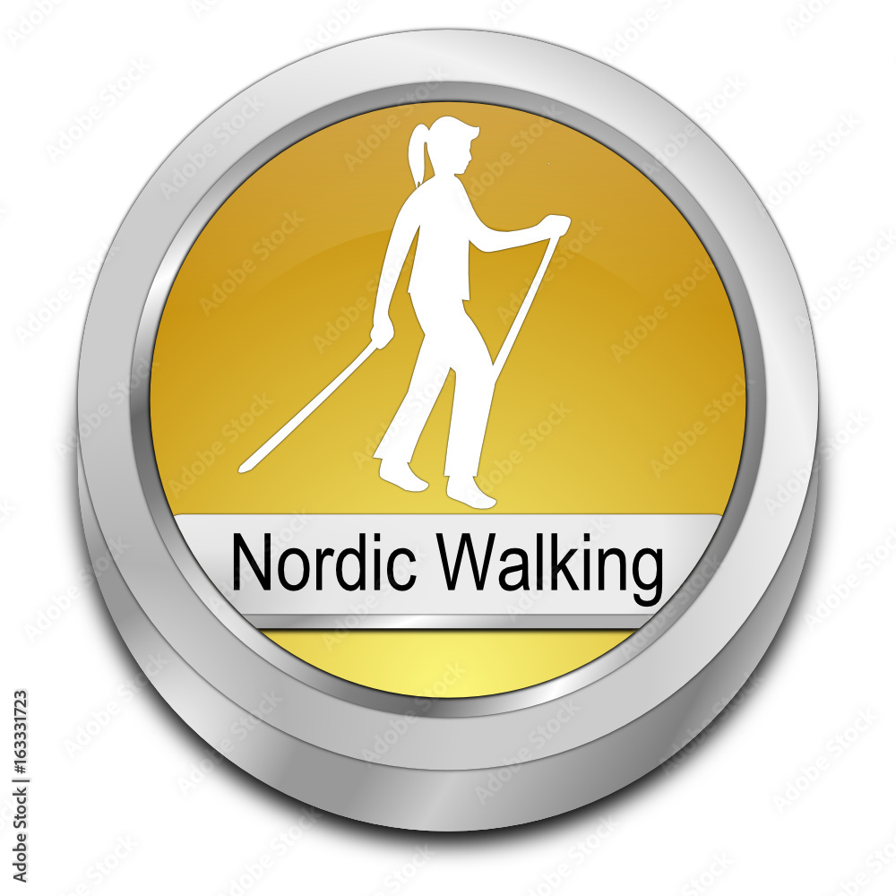 Nordic Walking Button - 3D illustration Nordic Walking Button - 3D illustration
