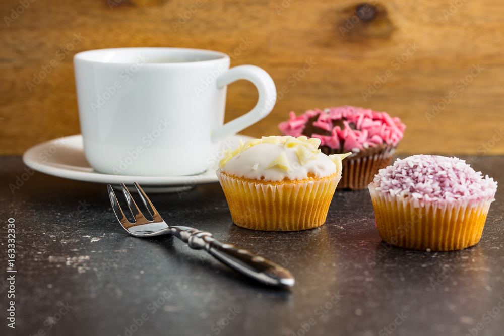 Tasty sweet cupcakes.
