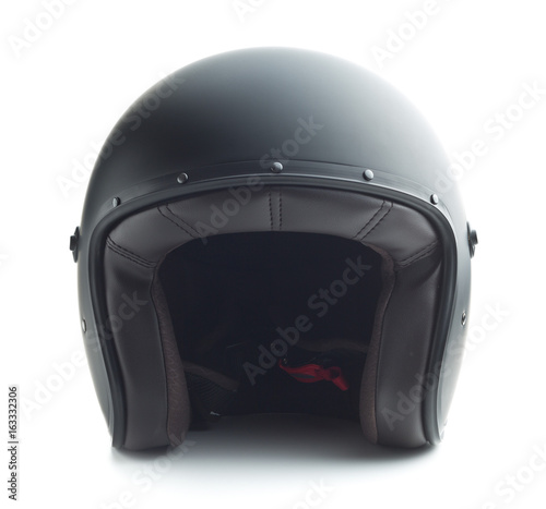 Black motorcycle helmet.