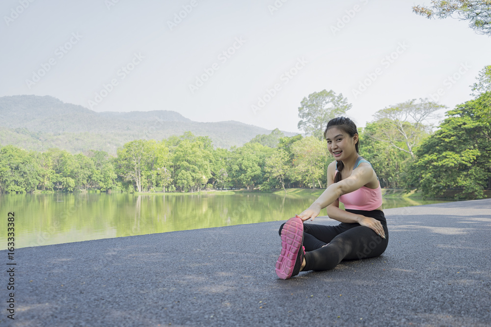 sport woman stretching before jogging and run, sport concept, welness concep