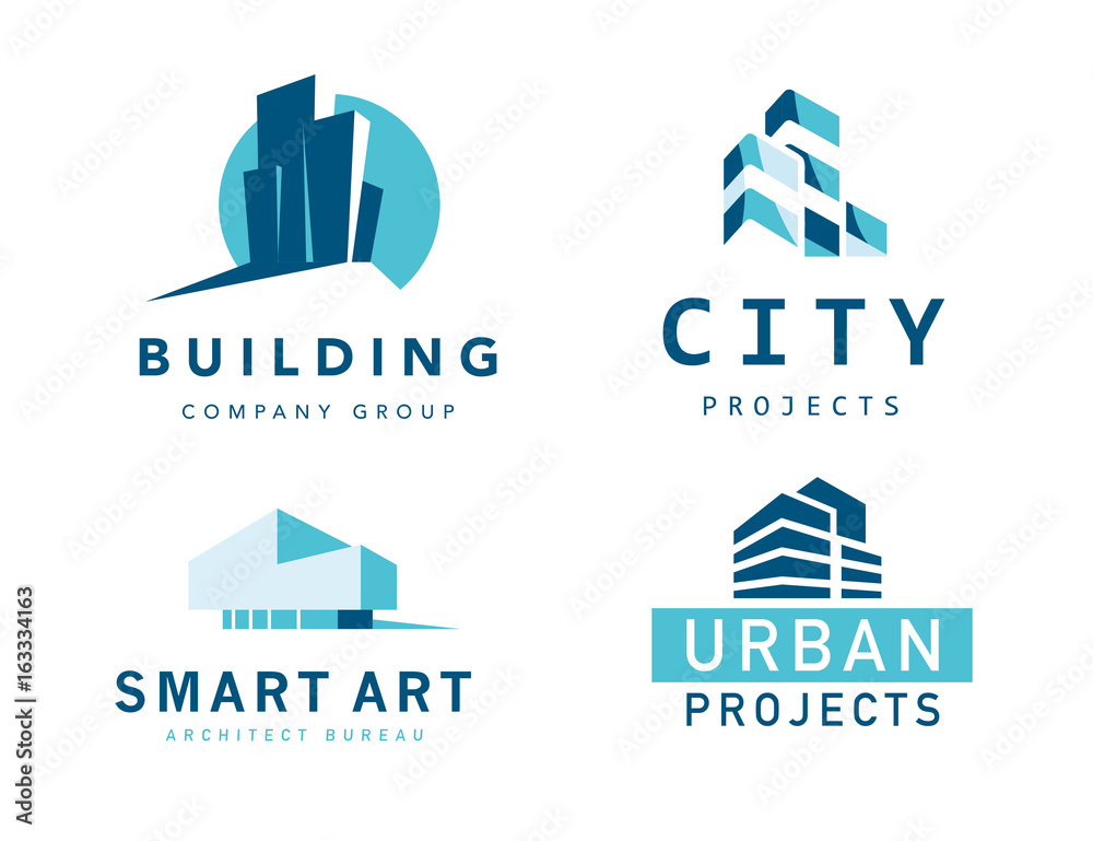 Vector flat simple construction company and architect business studio logo design template isolated.