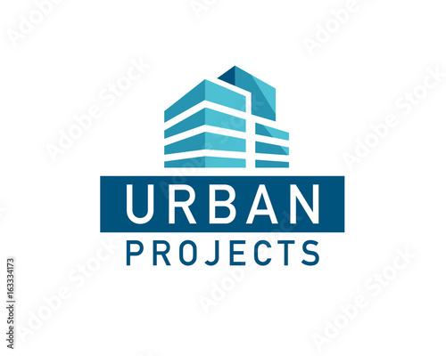 Vector flat simple construction urban business company logo design template.