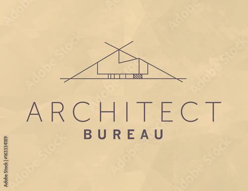 Vector flat architect bureau insignia. Line art icon.