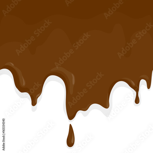 Chocolate melting and dripping. Vector illustration background