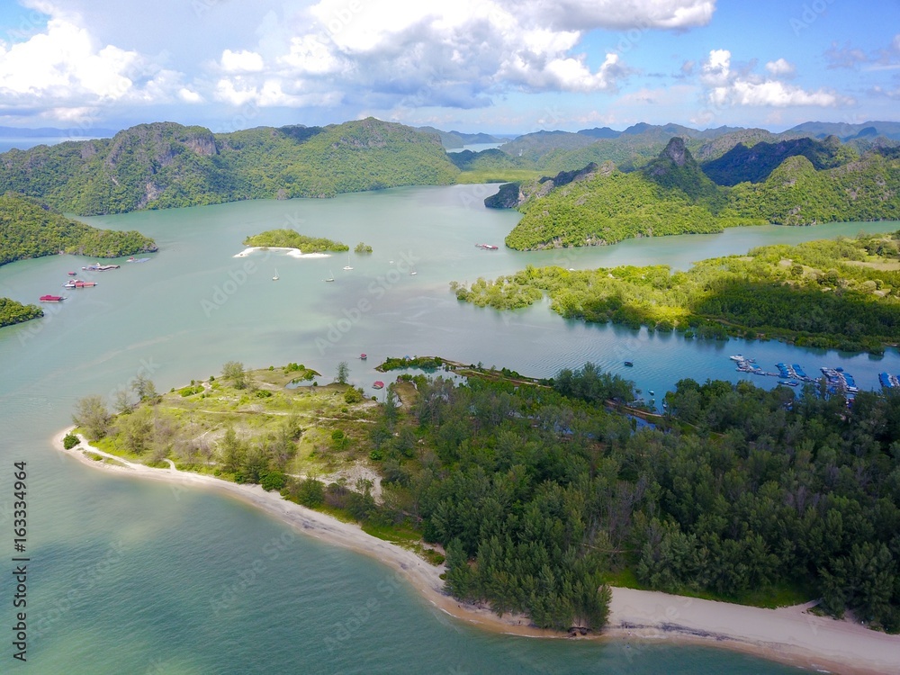 Langkawi south path,Malaysia,aerial view from drone