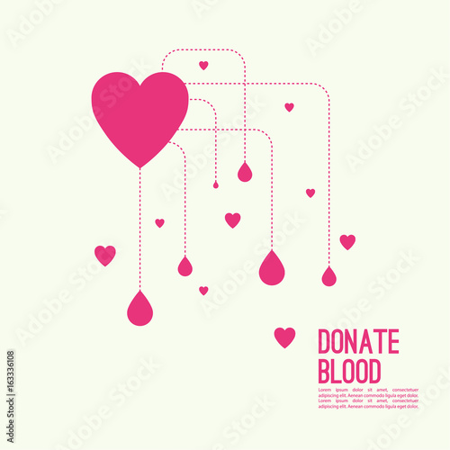Abstract background with heart and dotted lines. blood donation, help the sick and needy. Heart with drop of blood